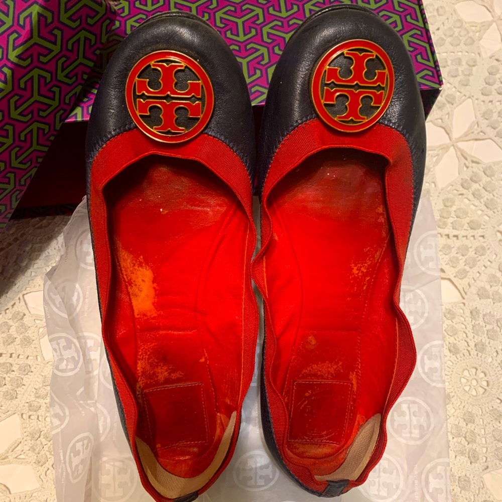 Tory Burch Red & Navy Flats